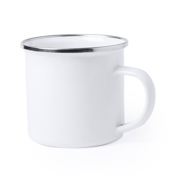 Taza metálica retro con logo