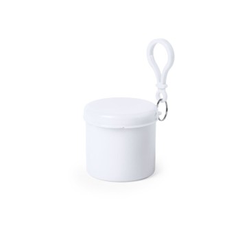 Poncho de adulto con caja y mosquetón publicitario