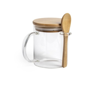 Taza Cristal Borosilicato / Bambú para merchandising
