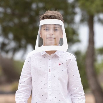 Pantallas faciales en pet y cartón para merchandising