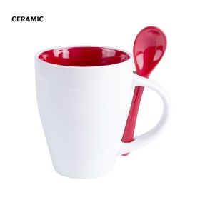 Taza con cuchara cerámica económica