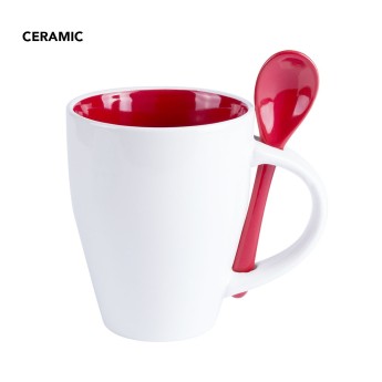 Taza con cuchara cerámica económica