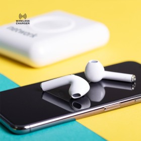 Auriculares con batería auxiliar externa para merchandising