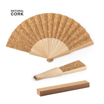 Abanico Madera/ Corcho Natural con logo