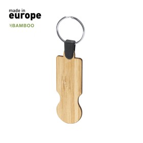 Llavero moneda en bambú ecologico promocional