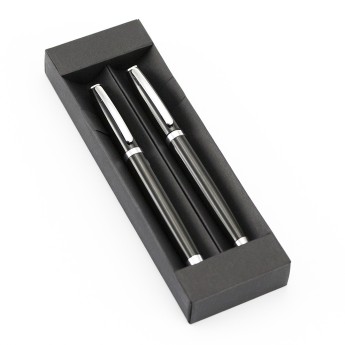 Set bolígrafos y roller en aluminio para merchandising