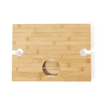 Mesa con compartimento para botellas publicitaria