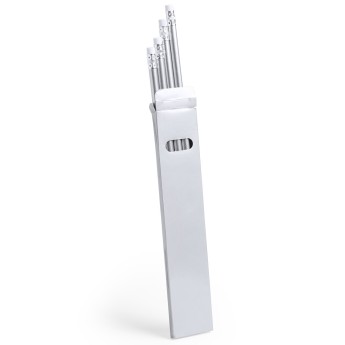 Caja de lápices plateados con goma personalizado