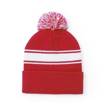 Gorro acrílico con pom pom bicolor con logo