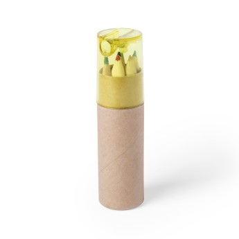 Set de colores con sacapuntas publicitario