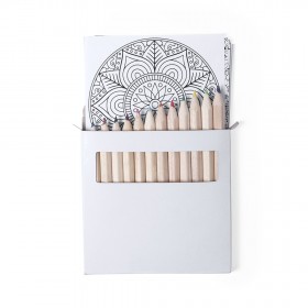 Set de lápices y láminas para colorear publicitario